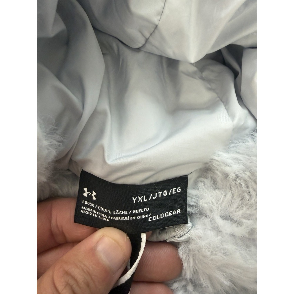 Under Armour Youth Fleece Cozy Jacket Xl Off White Zip Fuzzy Loungewear Soft - Picture 6 of 8